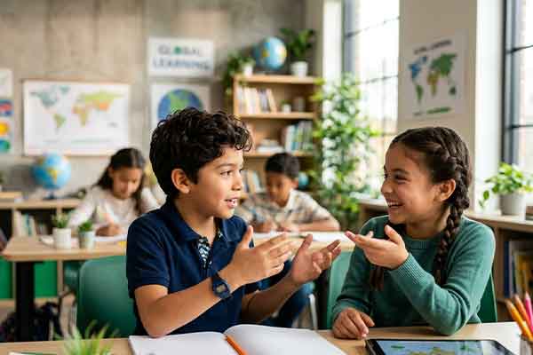 Estudiantes en clase de inglés